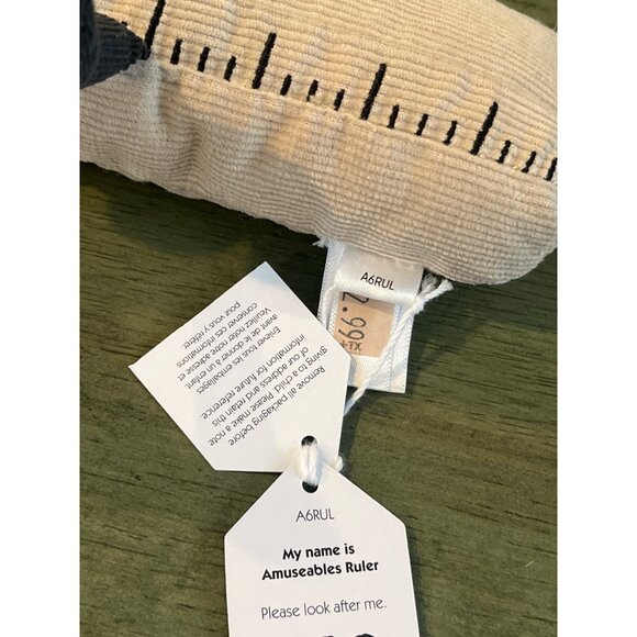 Amuseables Ruler Plush By Jellycat - Beige Corduroy Fabric With Smile & Black Le - Picture 4 of 5